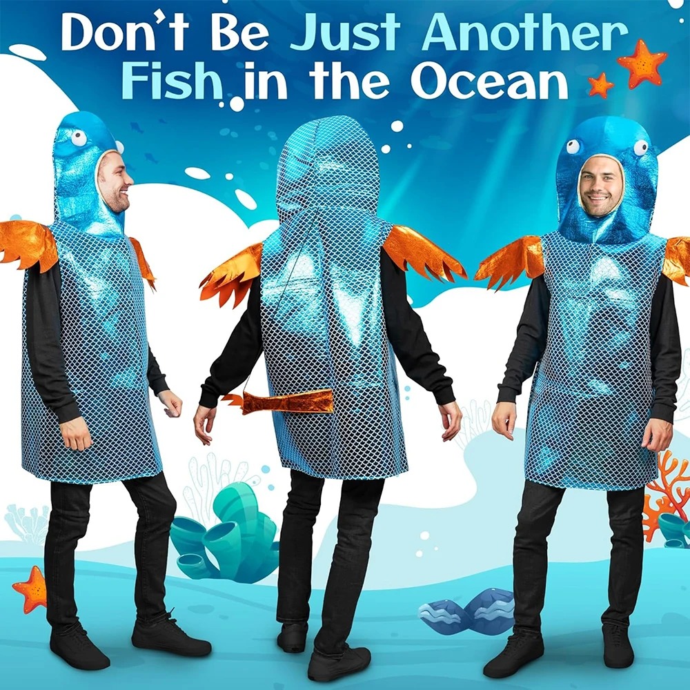 Aquarium Fish Yellow - Disfraz de Pez Azul Brillante con