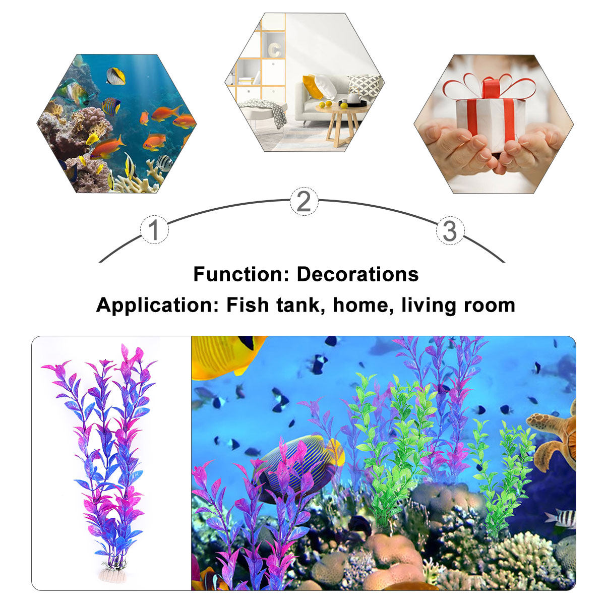 Aquarium Fish Low Maintenance - Juego de 10 Plantas Acuáticas Artificiales,