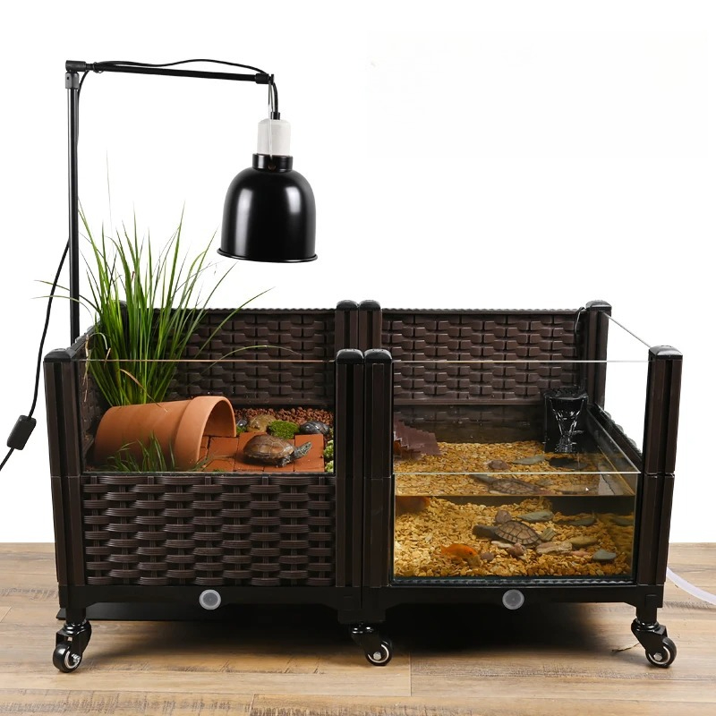 Aquarium Fish Yellow - Tanque Eco Tortuga con Plataforma Basking,