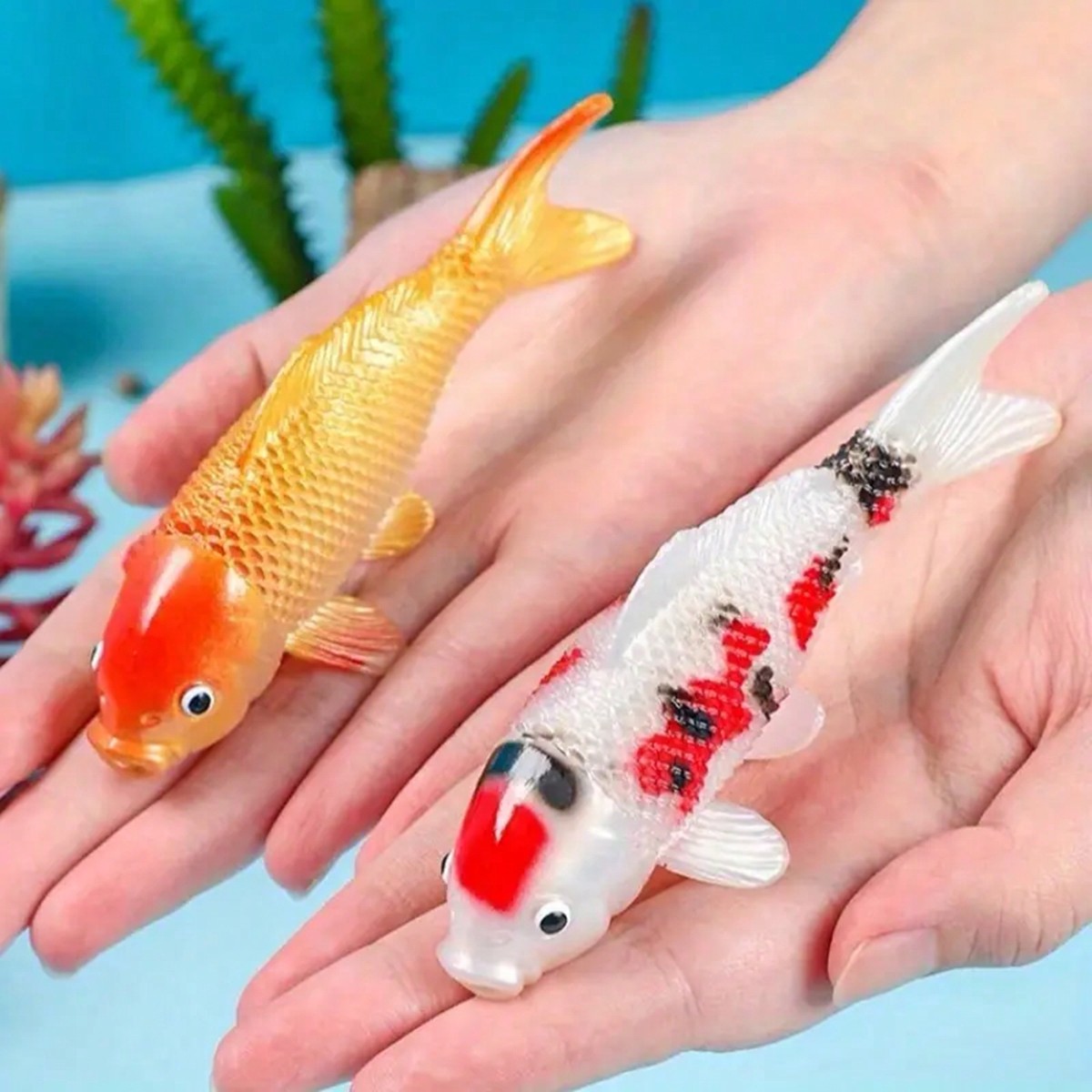 Aquarium Fish Yellow - Pez Koi Artificial colorido para acuarios,