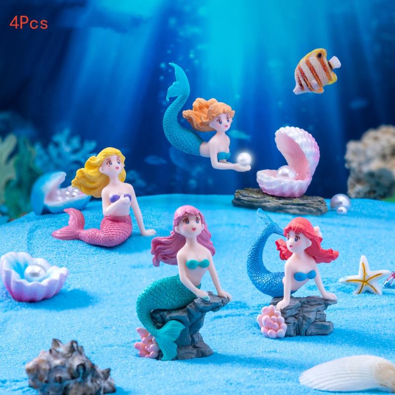 4 Piezas de Adornos de Sirena  - Aquarium Fish Tank Price reseña y precio